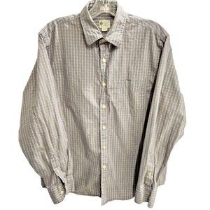 J Crew Washed Casual Shirt Men's M Tailored Fit Cotton White Gray Charcoal